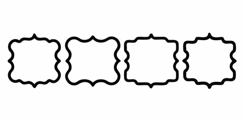 Set of rectangle frames with wavy edge on white background