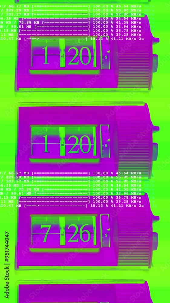 Poster retro analogue flip clock in stop motion in vertical
