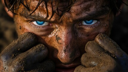 This poignant photo depicts a soldier with PTSD clasping his hands and bowing his head, facing his inner demons.