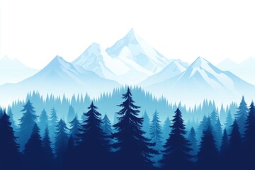 Hand drawn mountains and forests. Modern illustration design.