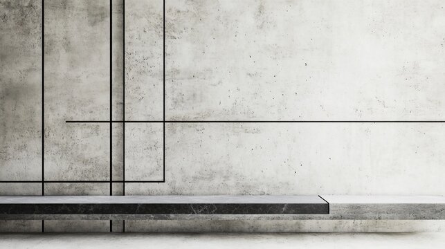 Minimalist composition of intersecting lines, displayed on a smooth marble background