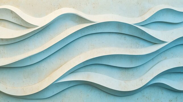 Minimalist wave patterns in blue, set against a subtle, sandy background