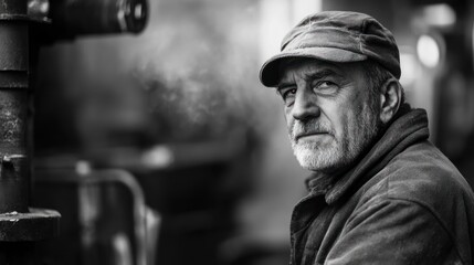 Obraz premium Portrait of a Man in Black and White