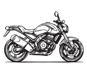 Obraz premium Black and white coloring book motorcycle isolated on white background