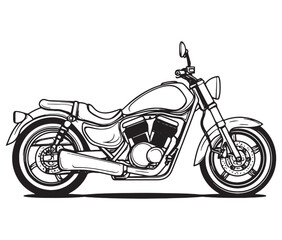 Fototapeta premium Black and white coloring book motorcycle isolated on white background
