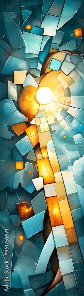 Poster abstract geometric pattern with light.