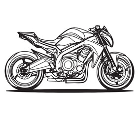 Black and white coloring book motorcycle isolated on white background