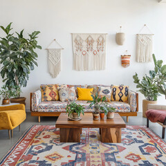attractive modern beautiful living room with sofas, AI