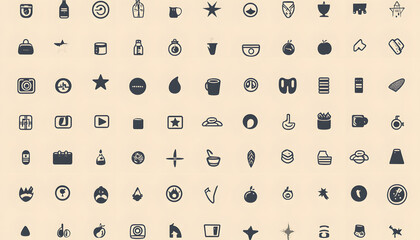 Fototapeta premium Repeating small icons, like stars, dots, or simple symbols, evenly spaced on a neutral background for a subtle pattern.