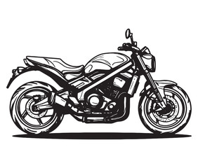 Black and white coloring book motorcycle isolated on white background