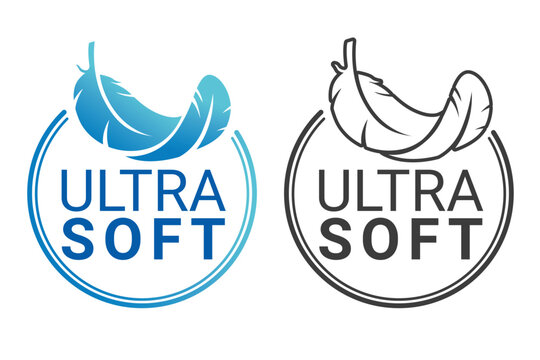 Ultra-soft with feather logo vector design for product label