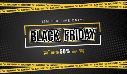 Simple modern November black friday 2024 promotion sale banner layout design with tape ribbon line background.	Best for shooping promotion, sale banner, e commerce template, advertisement. 