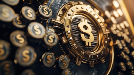 A visual of a strong vault door with passive income symbols like dividends and rental properties secured inside, representing wealth preservation leading to financial freedom.