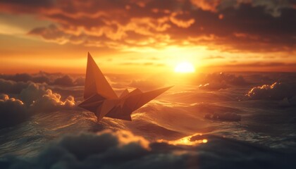 Inspiring Paper Airplane Dreams: Creative Abstract Design for Back-to-School, Graduation, and Future Aspirations. Minimalist Composition Symbolizing Hope, Distant Goals, and Space Ambitions. Versatile