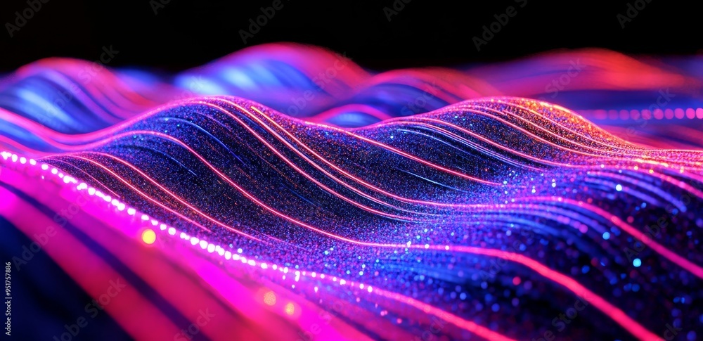 Poster digital background with big data visualization. futuristic technology wave,