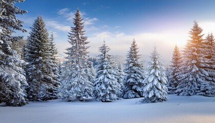 Fototapeta premium Snow-covered pine trees
