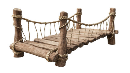 Naklejka premium Wooden rope bridge isolated on transparent background