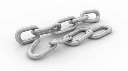 Obraz premium Close-up of silver metal chains in various sizes on white background