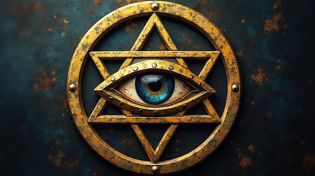 All seeing eye in sacred geometry illuminati triangle symbol