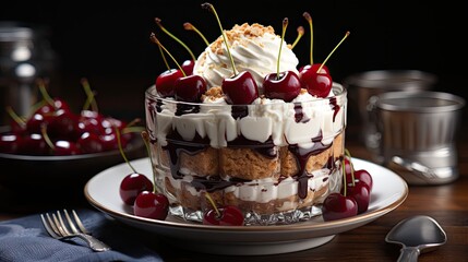 Ice cream scoop on waffle cone on photo