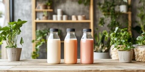 Creative Beverage Fusion: Elegant Coffee and Milk Abstract in Transparent Glass. Minimalist Composition for Cafe Marketing, Menu Design, and Seasonal Promotions. Versatile Graphic Template with Stylis