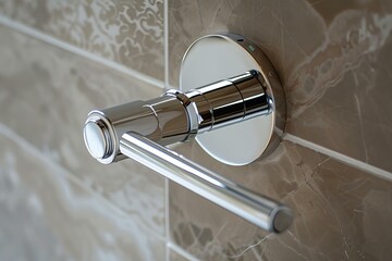 Stylish chrome towel rail adding a touch of elegance to a modern bathroom