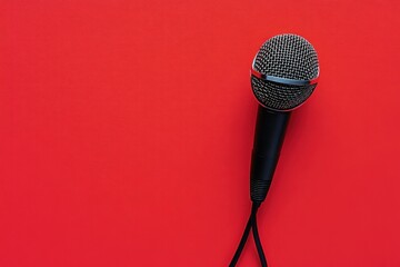 Microphone on Red Background