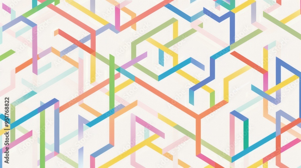 Poster a light background with multicolored lines