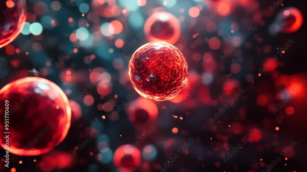 Aufkleber exploring the intricate world of cells through stunning close-ups in vibrant colors and dynamic effe