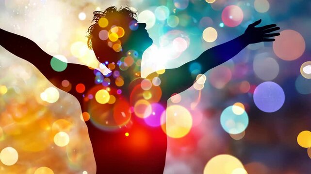 Celebrating life and freedom with vibrant colors in a dazzling night atmosphere