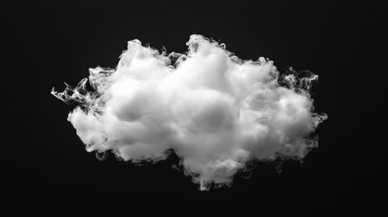 A white cloud isolated on black background. Texture overlays. Design element.