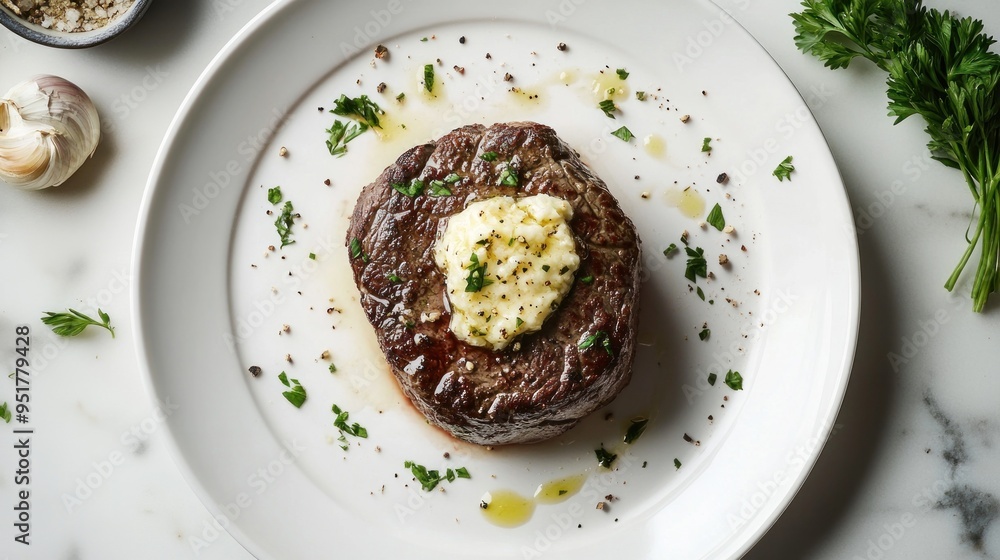 Wall mural Perfectly Cooked Steak with Herb Butter