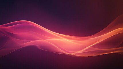Fototapeta premium Flowing abstract waves in vibrant shades of pink and orange on a dark background.