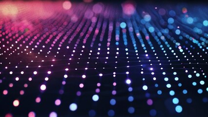 Fototapeta premium Abstract background with glowing dots and lines in a grid pattern.