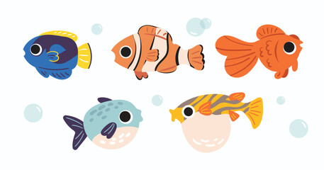Colorful Collection of Various Fish.