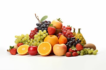 Fruits Pile isolated on white background. Generative ai