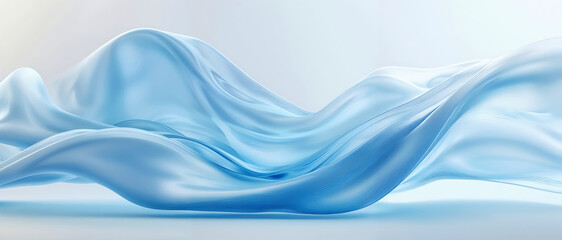 Obraz premium Blue wave abstract flowing with white background