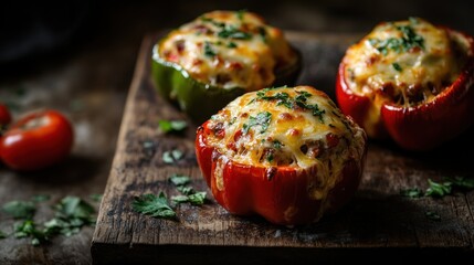 Stuffed Bell Peppers with Melted Cheese