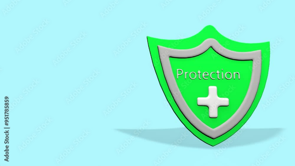 Poster blue neon shield icon with wave shield icons loop animation