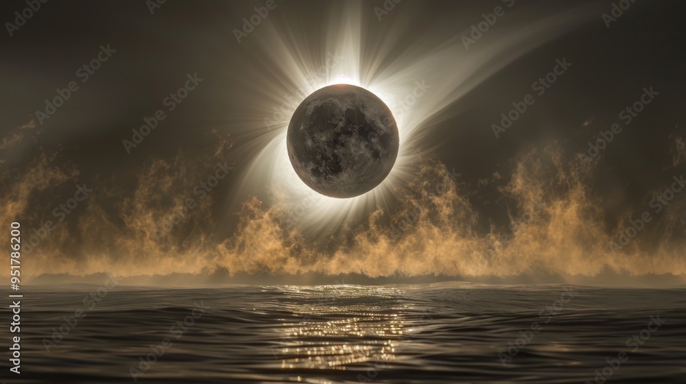 Poster a mesmerizing spectacle as the shadow cone of the solar eclipse moves across the earths surface, cre