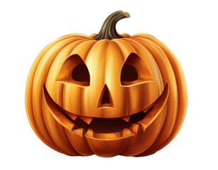 Fototapeta premium Kürbis mit Gesicht, isoliert auf weißem Hintergrund, Freisteller, Transparent 