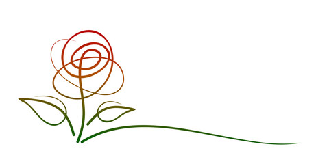 The symbol of a stylized pink garden rose.
