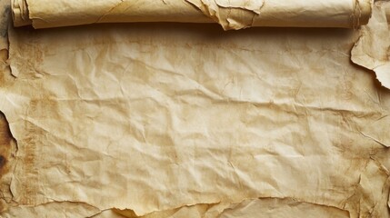 Old Rolled Paper Background. Aged Scroll Positioned Texture Perfect for Historical or Artistic Use