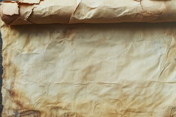 Old Rolled Paper Background. Aged Scroll Positioned Texture Perfect for Historical or Artistic Use