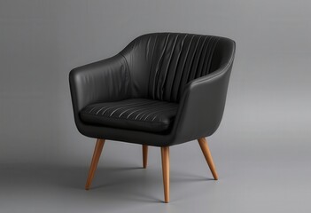 Obraz premium black leather armchair isolated