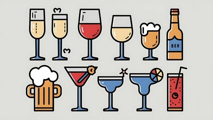 Vector illustration of Drinks signs icons