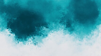 Obraz premium Abstract teal watercolor texture with soft gradients and splashes creating a tranquil atmosphere.