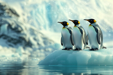 Fototapeta premium A group of penguins on an iceberg