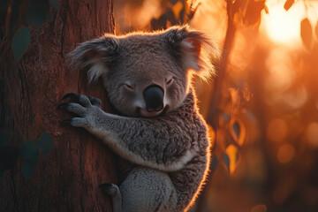 Obraz premium Koala hugging a tree