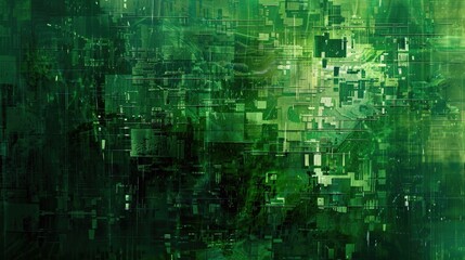 Obraz premium Abstract digital art with vibrant green tones, creating a fresh and lively atmosphere.